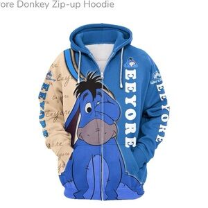 Eeyore Donkey Zip-up Sweatshirt Hoodie